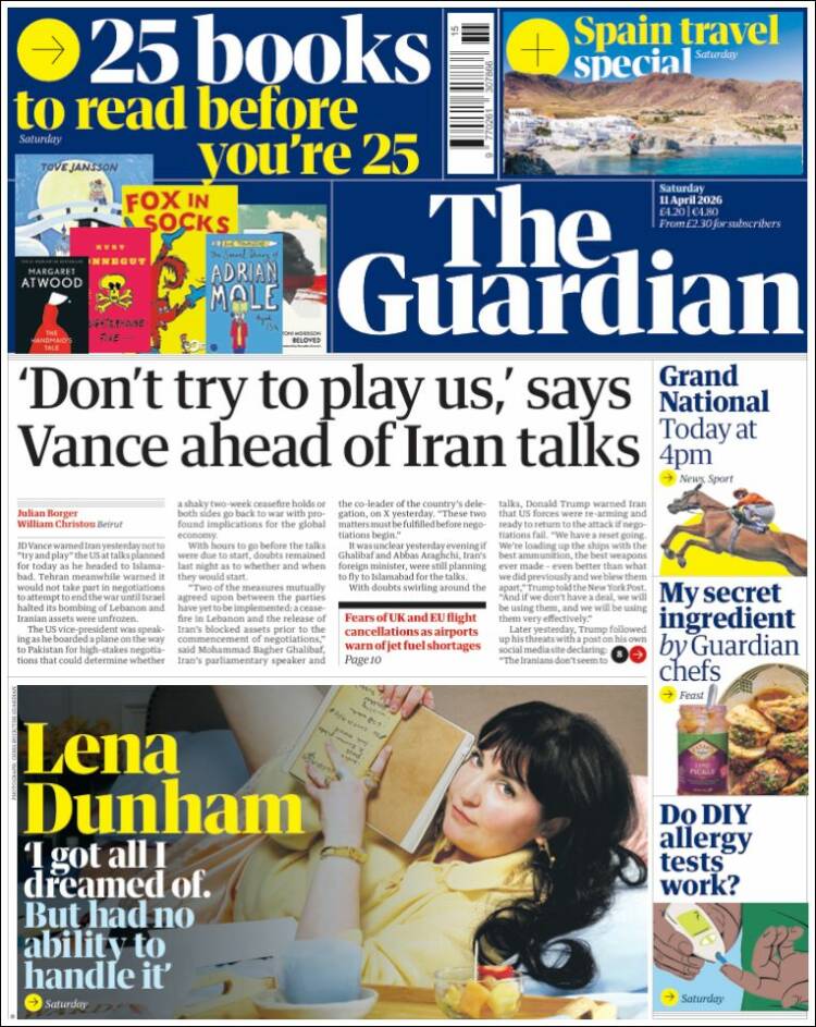 Portada de The Guardian (Reino Unido)
