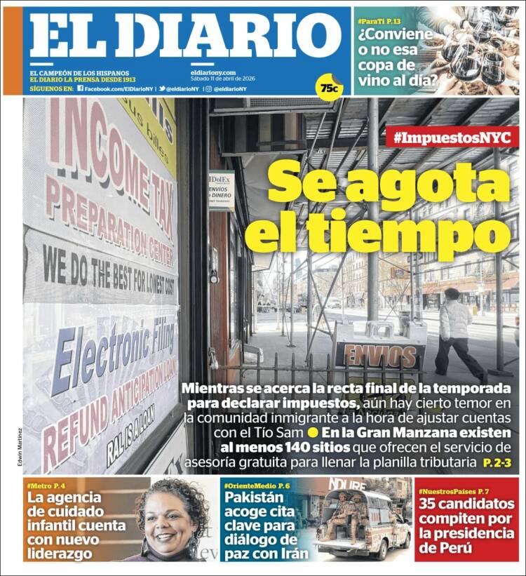 Portada de El Diario NY (USA)