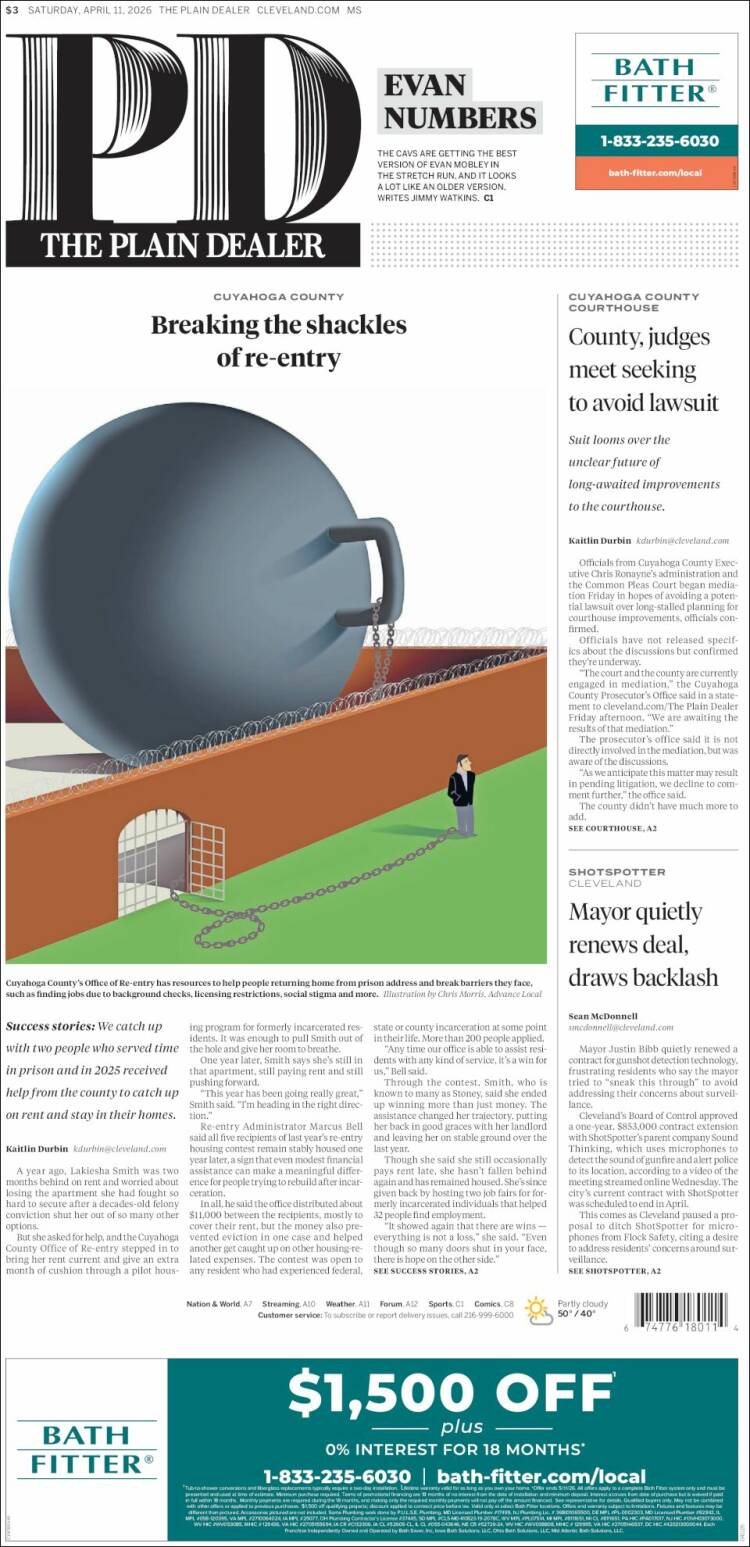 Portada de The Plain Dealer (USA)