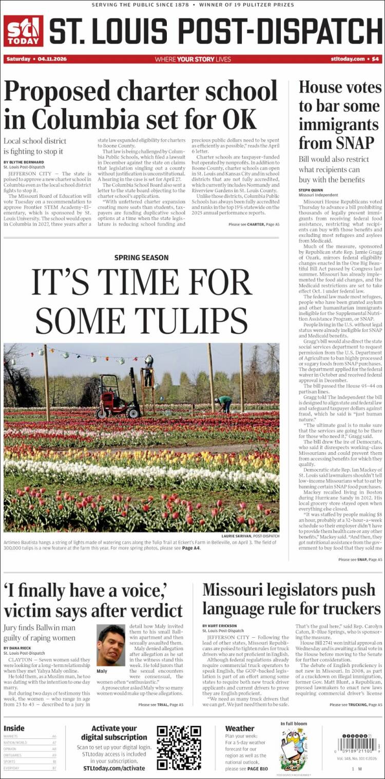 Portada de St. Louis Post-Dispatch (USA)