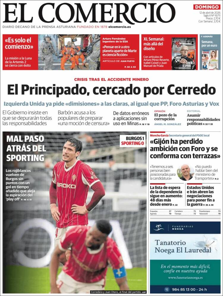 Portada de El Comercio - Gijón (Espa&ntilde;a)