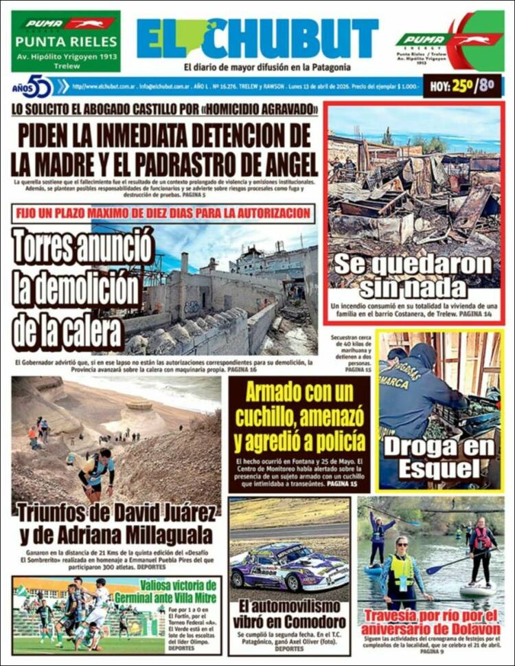 Portada de El Chubut (Argentina)