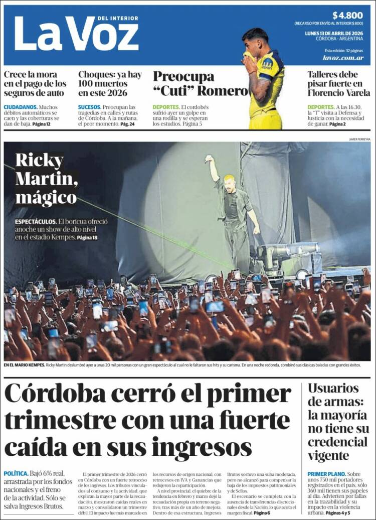 Portada de La Voz del Interior (Argentina)