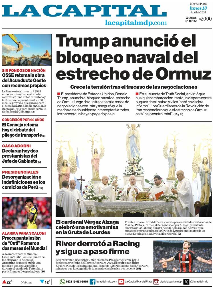 Portada de Diario La Capital - Mar del Plata (Argentina)