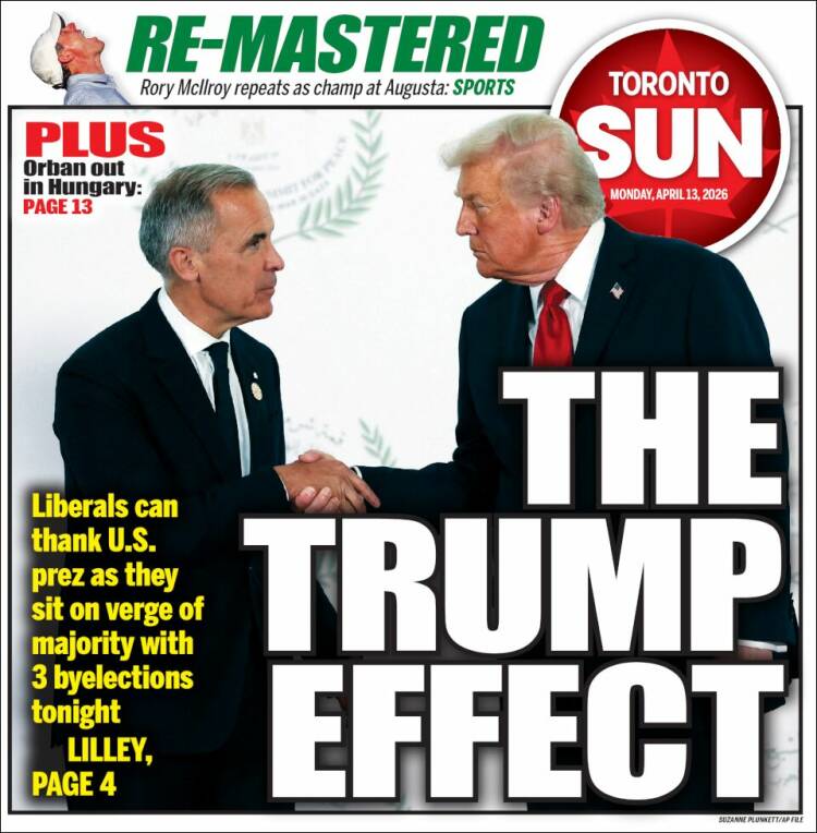 Portada de The Toronto Sun (Canad&aacute;)