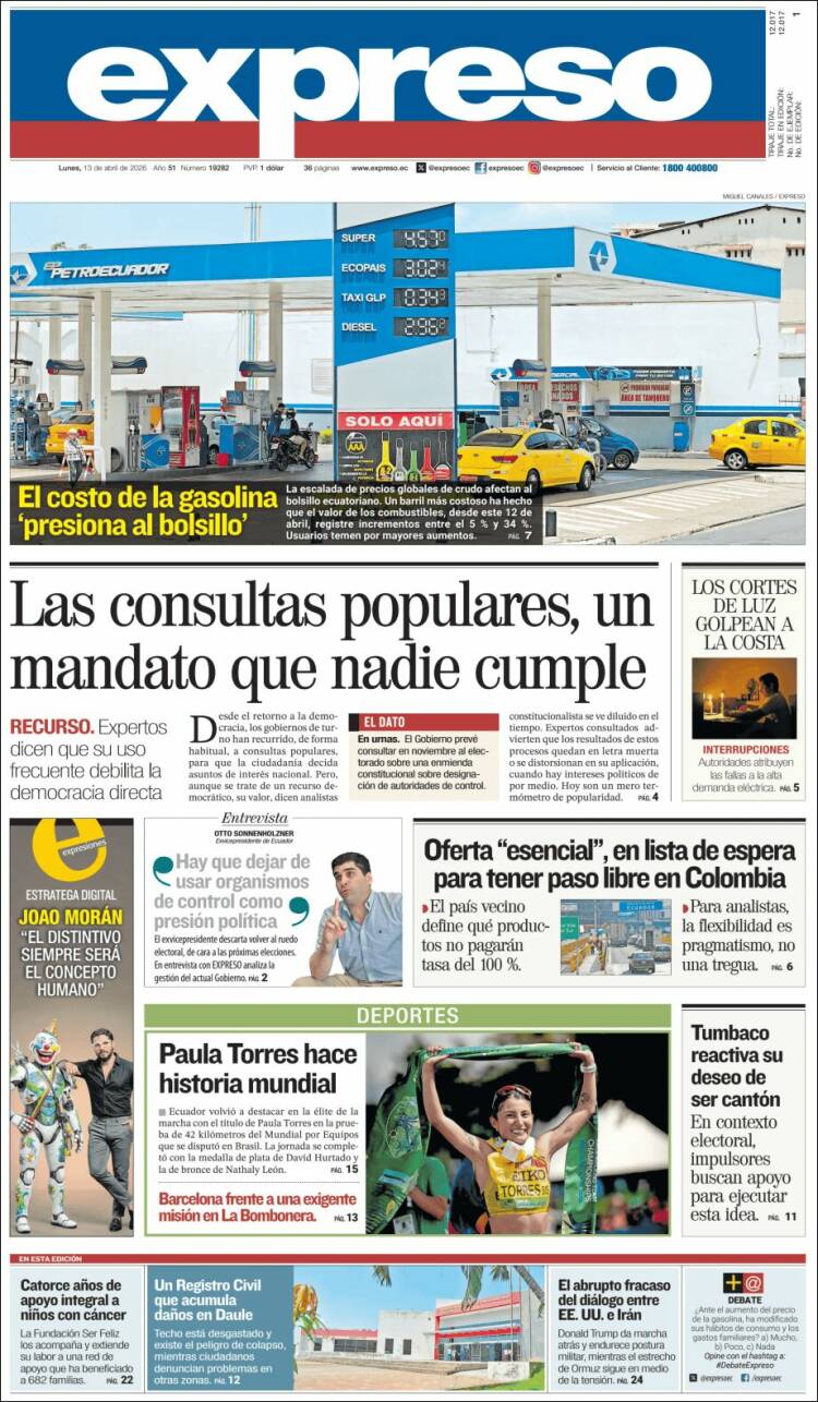 Portada de Expreso (Ecuador)