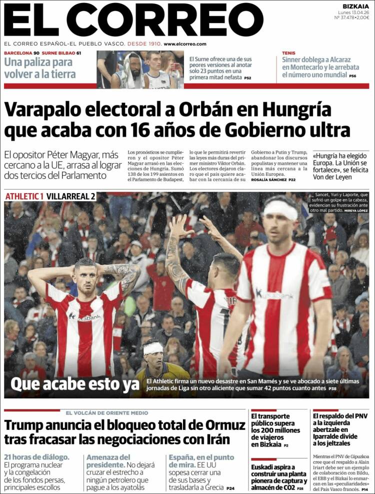 Portada de El Correo (Espa&ntilde;a)
