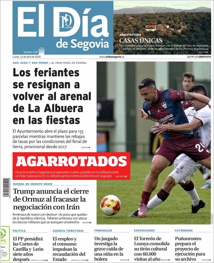 Portada de El Día de Segovia (Espa&ntilde;a)
