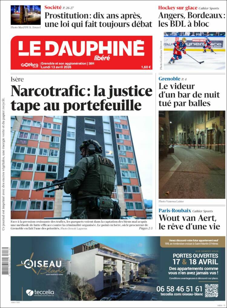 Portada de Le Dauphiné Libéré (Francia)
