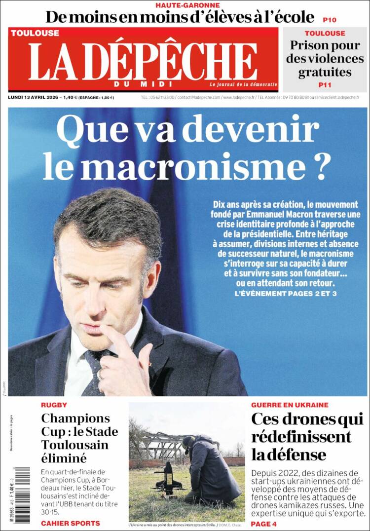 Portada de La Dépêche du Midi (Francia)