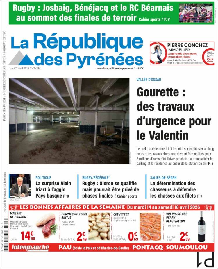 Portada de La République des Pyrénées (Francia)