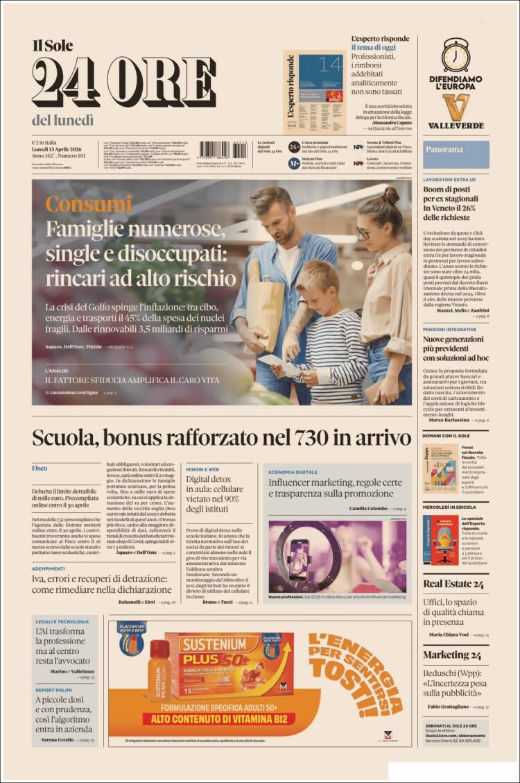 Portada de Il Sole 24 ORE (Italia)