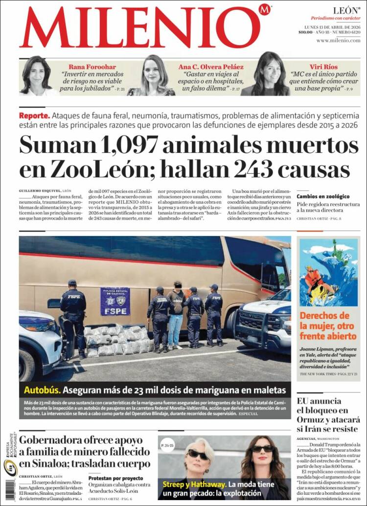 Portada de Milenio de León (M&eacute;xico)