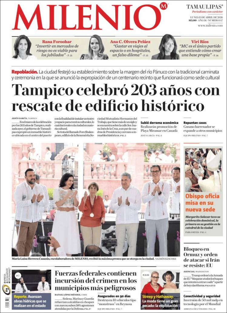 Portada de Milenio - Tamaulipas (M&eacute;xico)