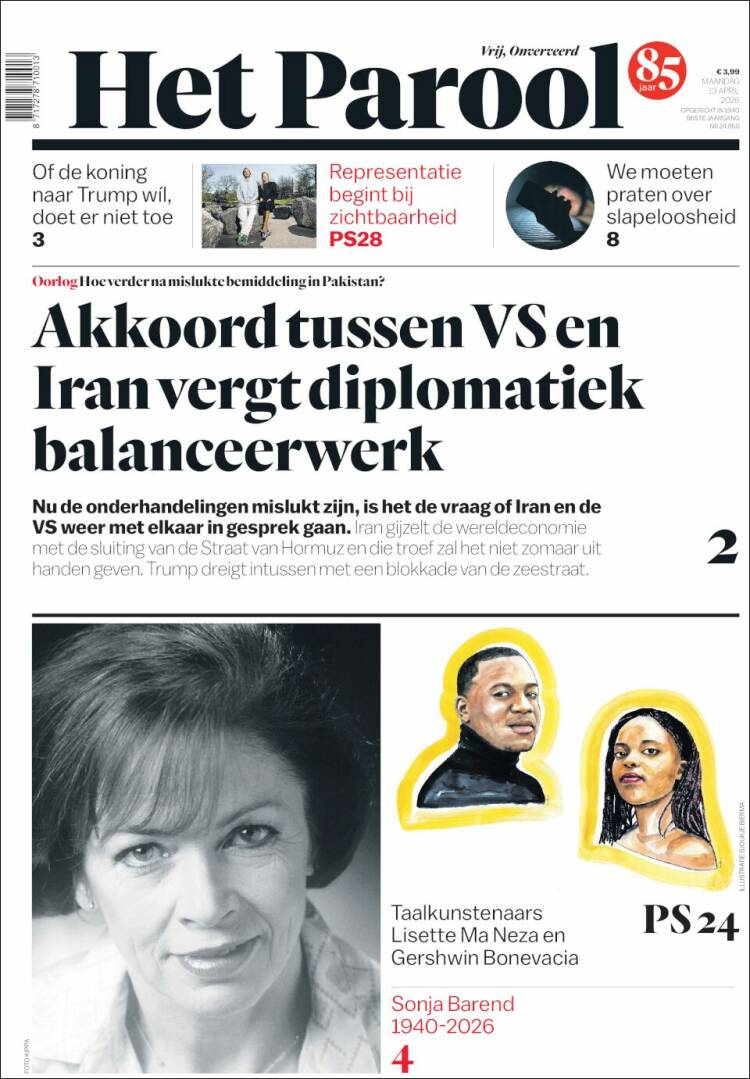 Portada de Het Parool (Pa&iacute;ses Bajos)