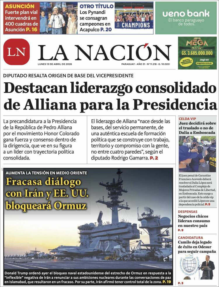 Portada de La Nación (Paraguay)