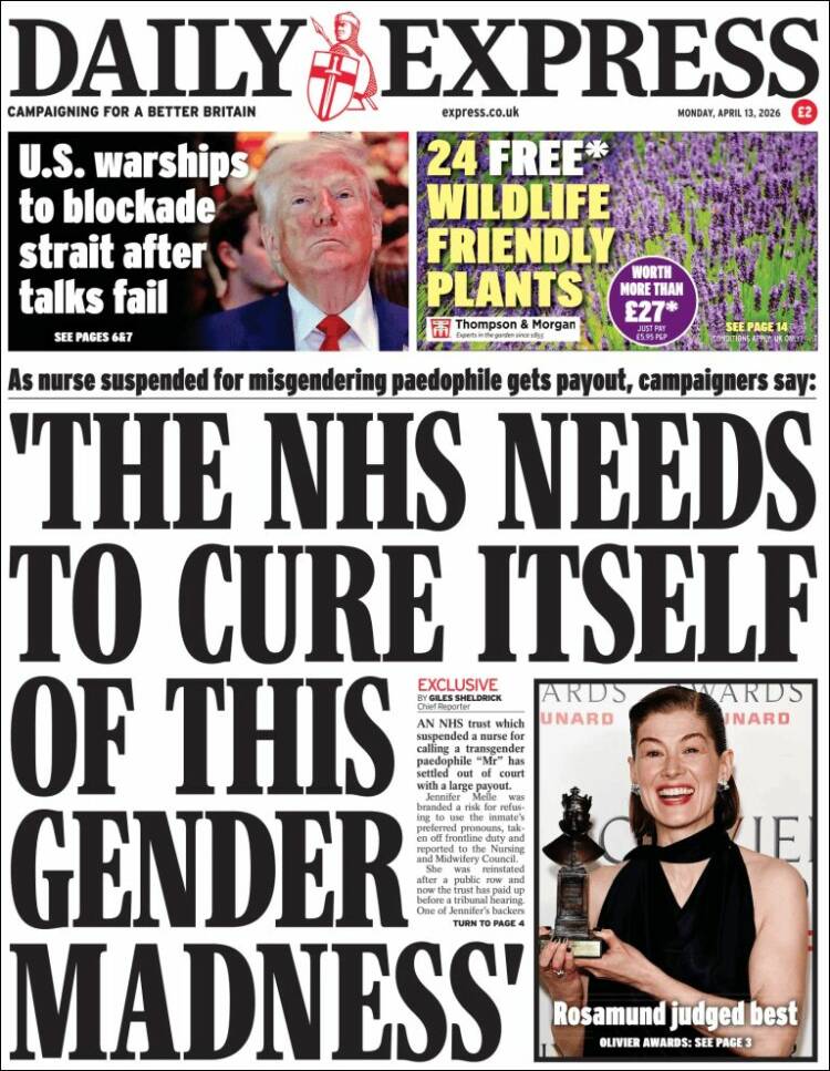 Portada de Daily Express (Reino Unido)