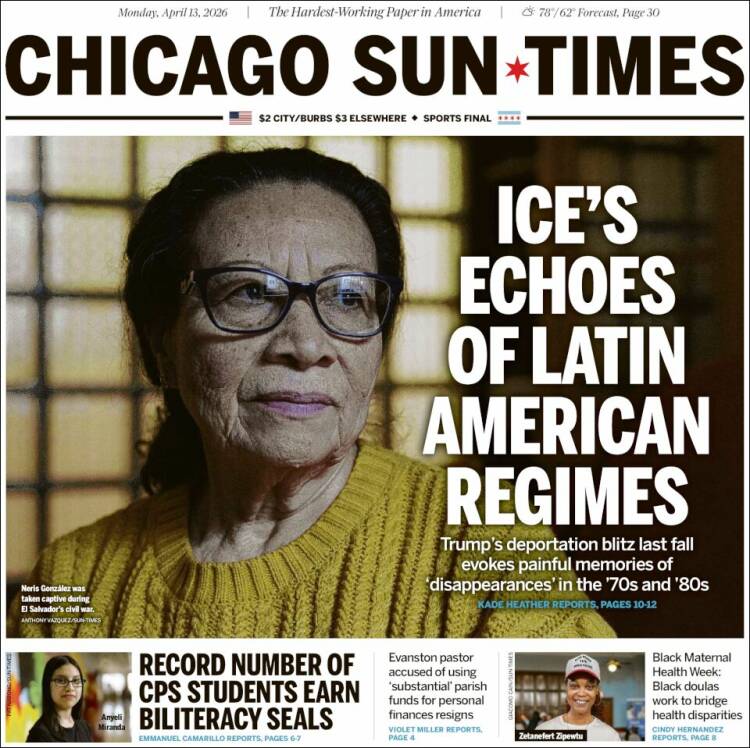 Portada de Chicago Sun-Times (USA)
