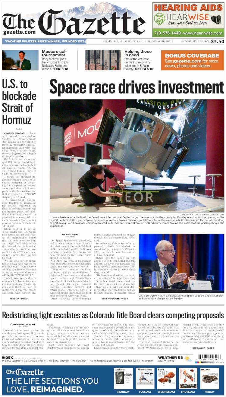 Portada de The Gazette (USA)