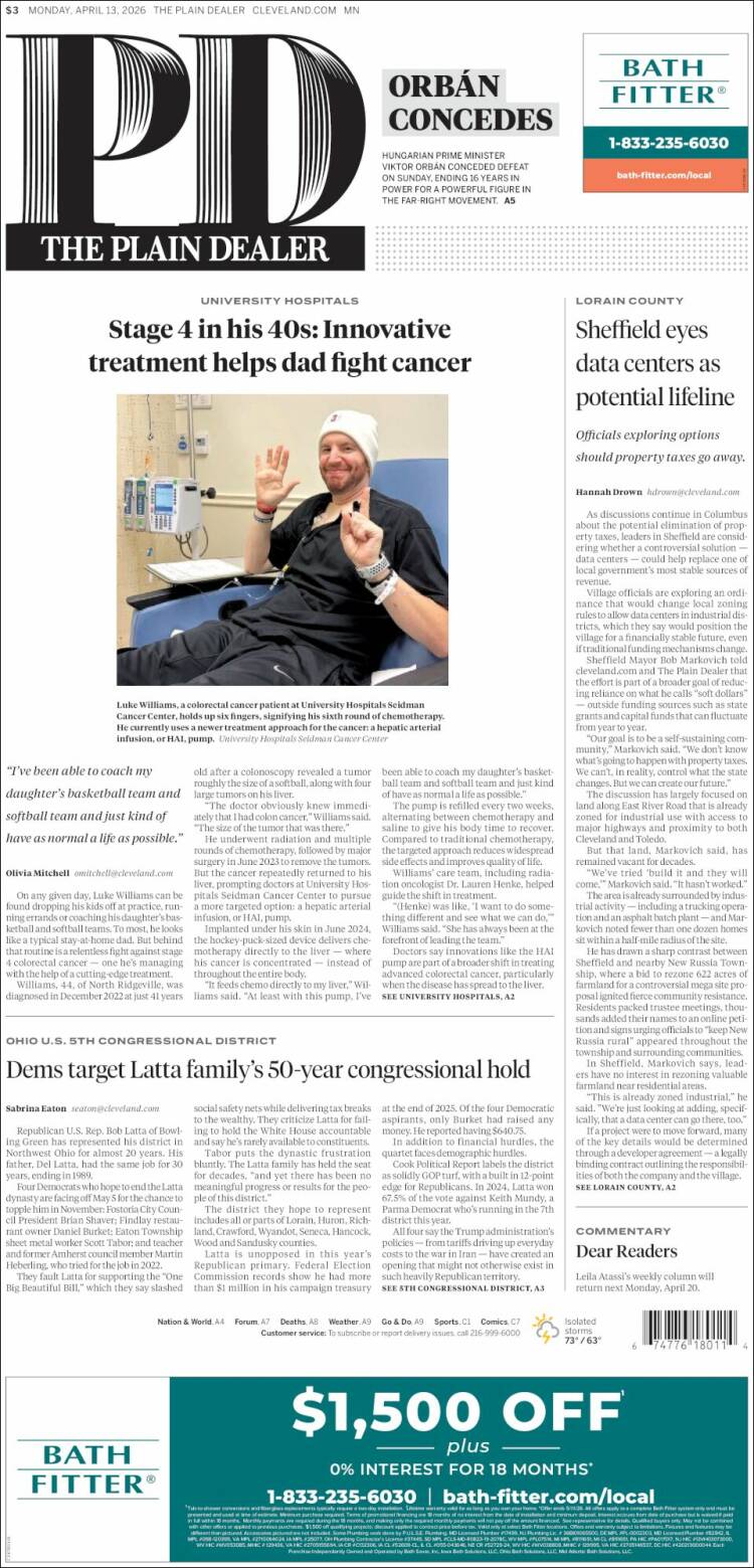 Portada de The Plain Dealer (USA)