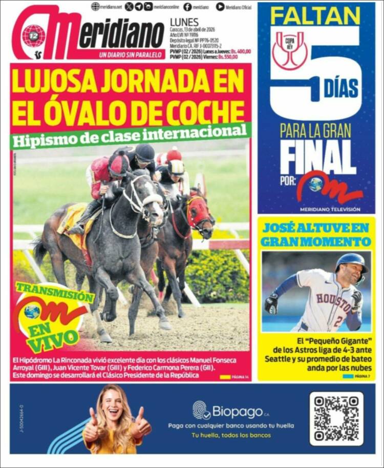 Portada de Meridiano (Venezuela)