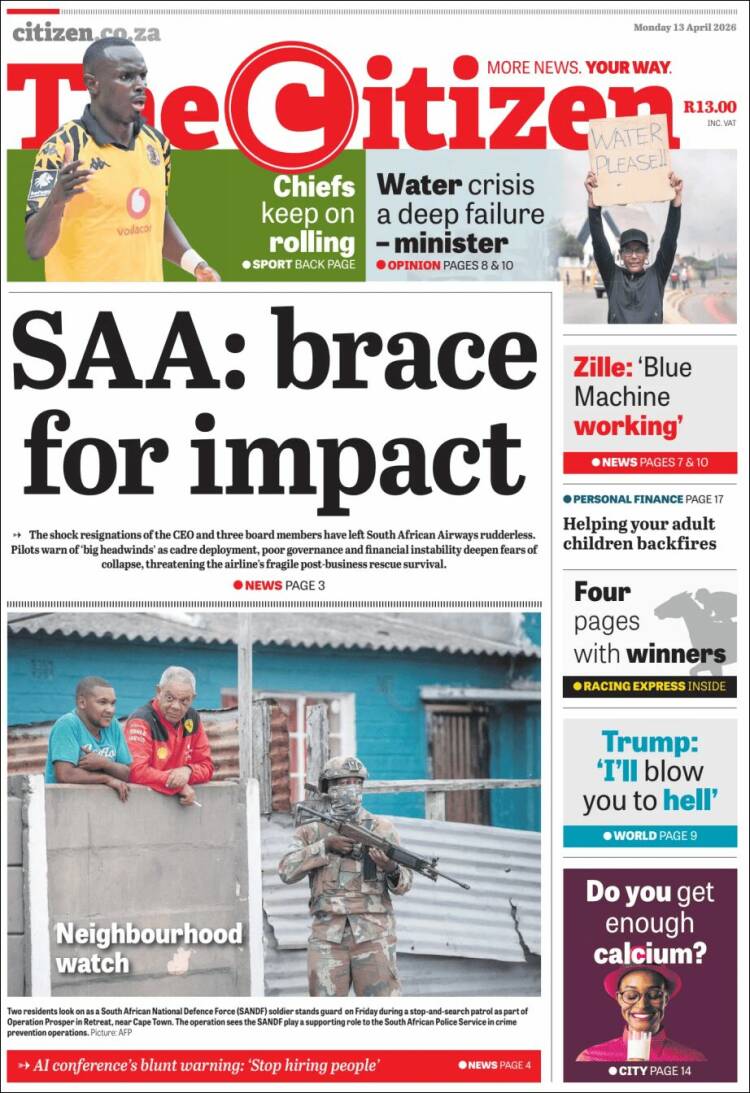 Portada de The Citizen (Sud&aacute;frica)