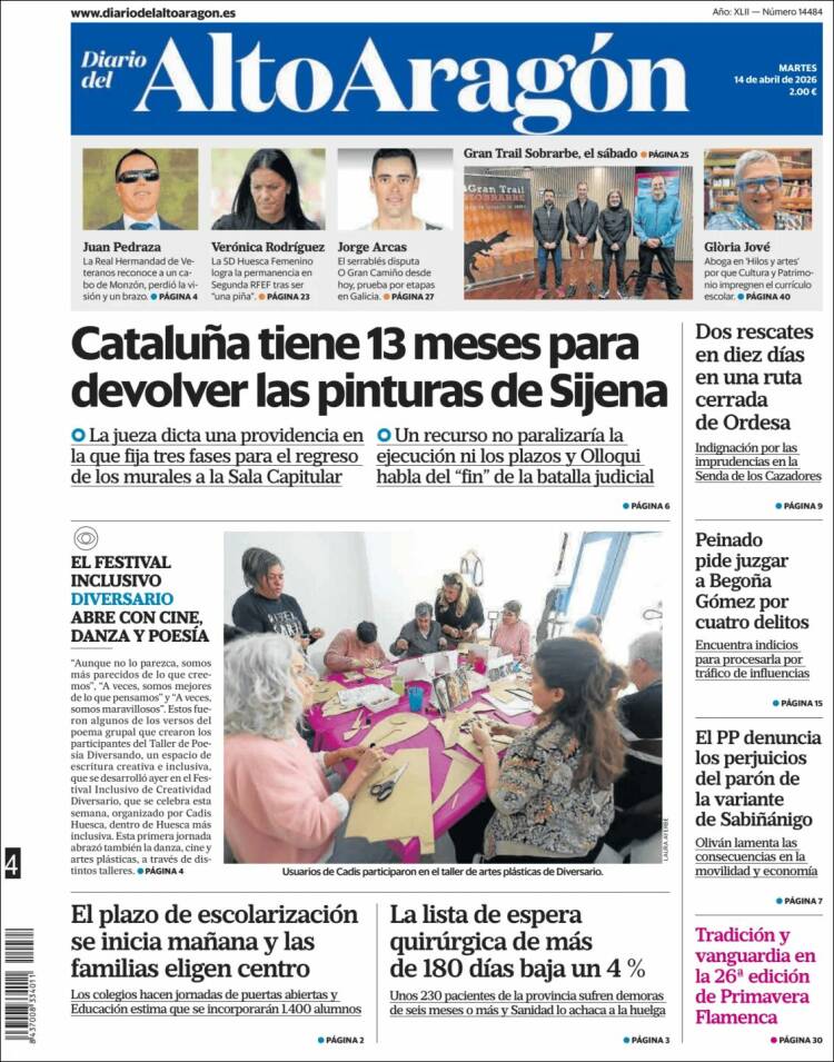 Portada de Diario del AltoAragón (Espagne)