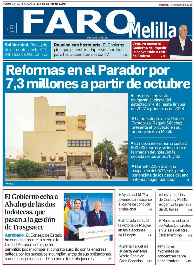 Portada de El Faro de Melilla (Espa&ntilde;a)