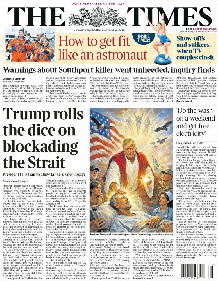 Portada de The Times (Royaume-Uni)