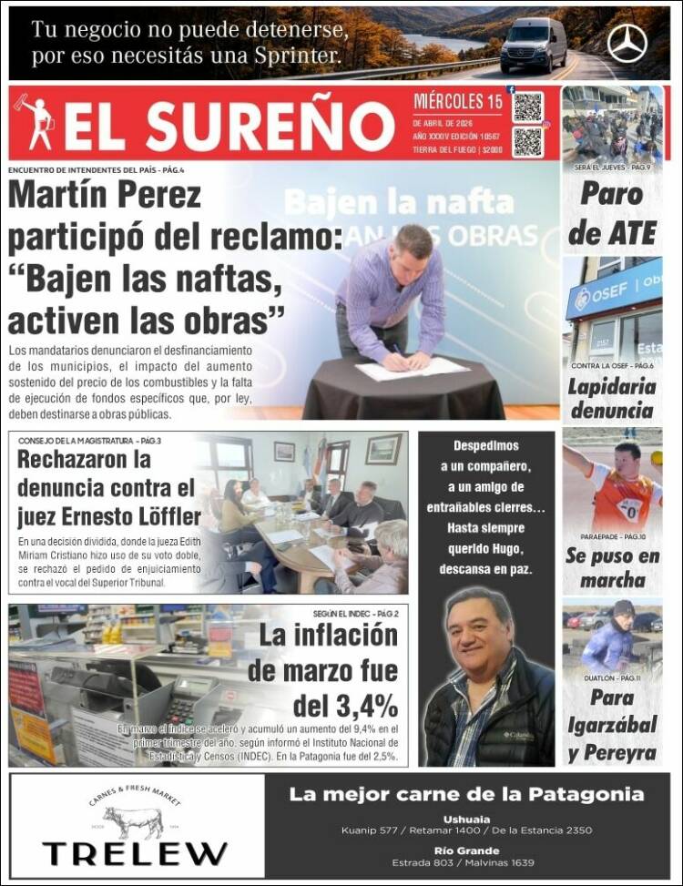 Portada de Diario El Sureño (Argentina)