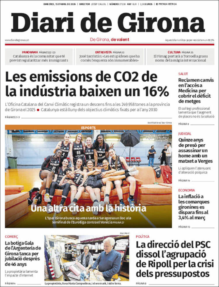 Portada de Diari de Girona (Espa&ntilde;a)