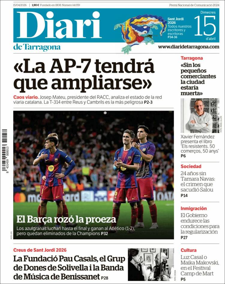 Portada de Diari de Tarragona (Espa&ntilde;a)