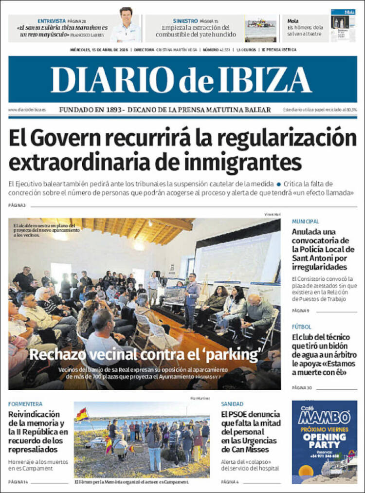 Portada de Diario de Ibiza (Espa&ntilde;a)