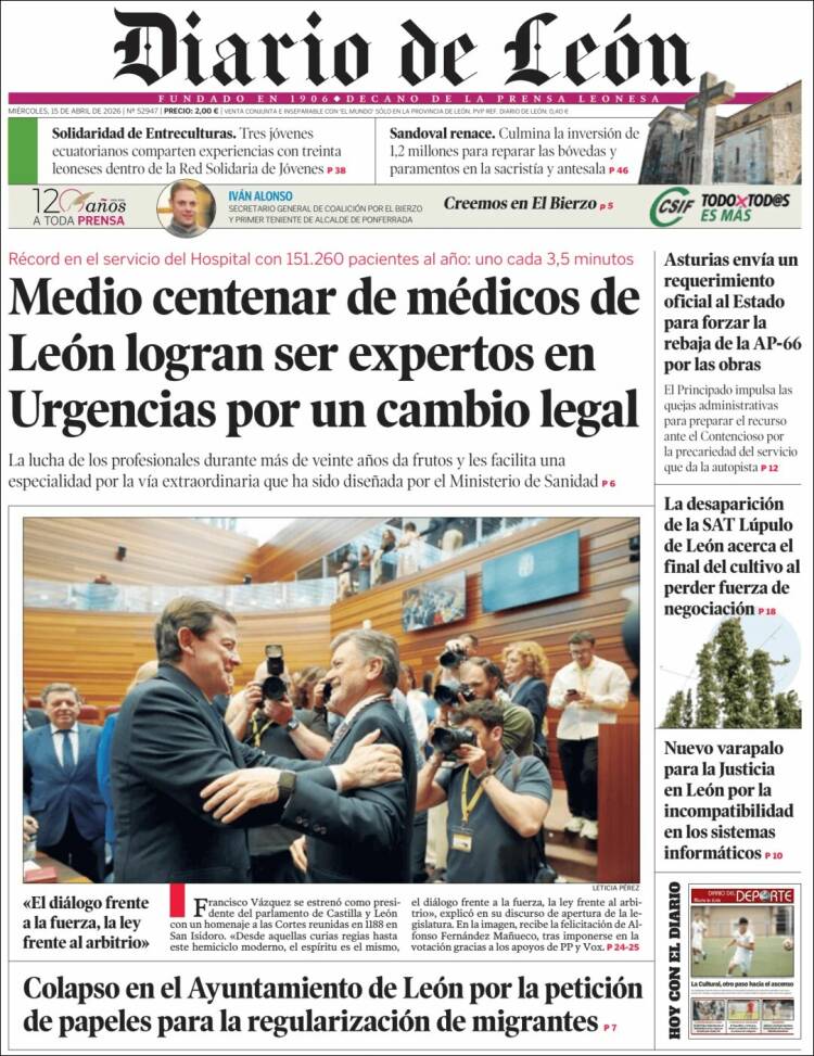 Portada de Diario de León (Espa&ntilde;a)