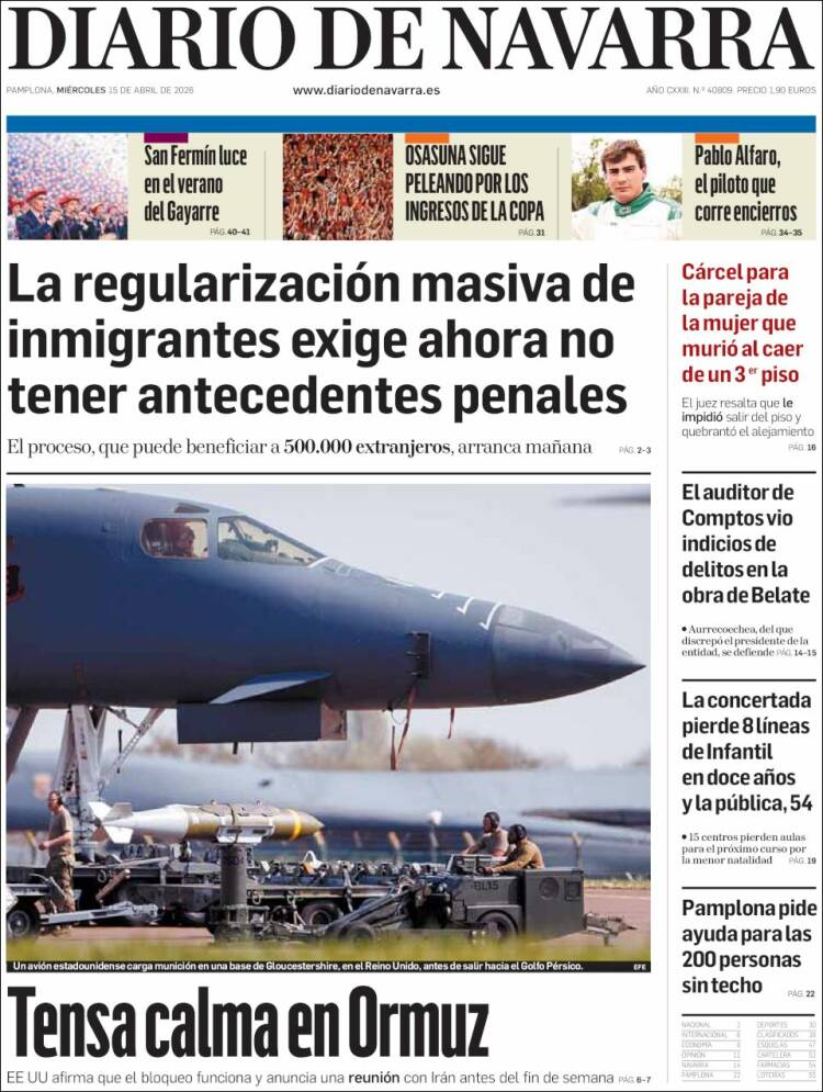 Portada de Diario de Navarra (Espa&ntilde;a)