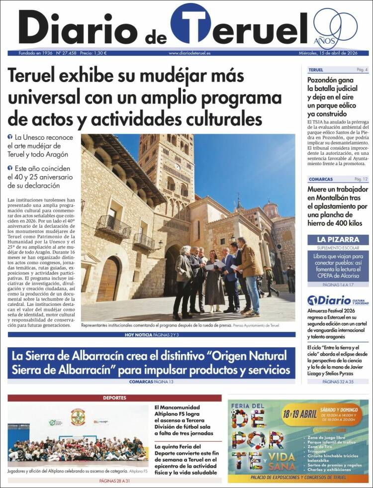 Portada de Diario de Teruel (Espa&ntilde;a)