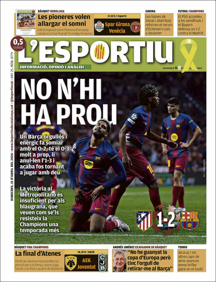 Portada de L'Esportiu (Espa&ntilde;a)