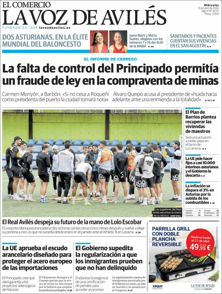 Portada de El Comercio - Avilés (Espa&ntilde;a)