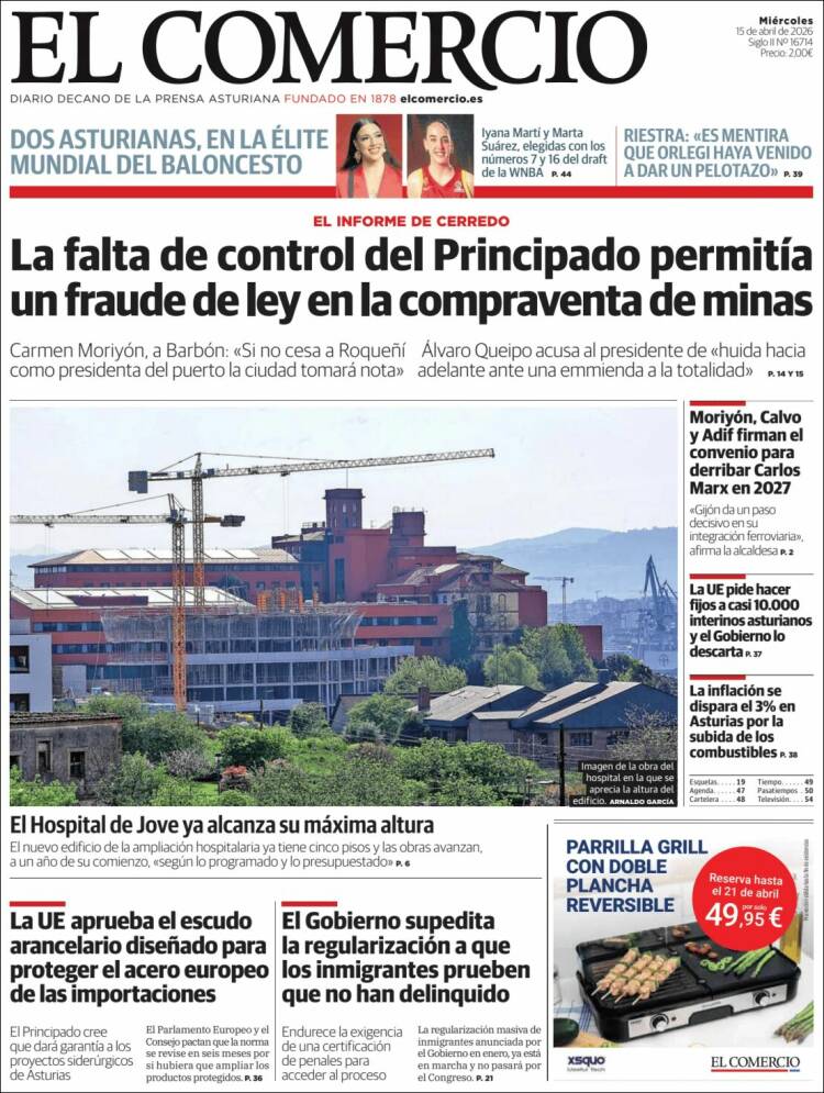 Portada de El Comercio - Gijón (Espa&ntilde;a)