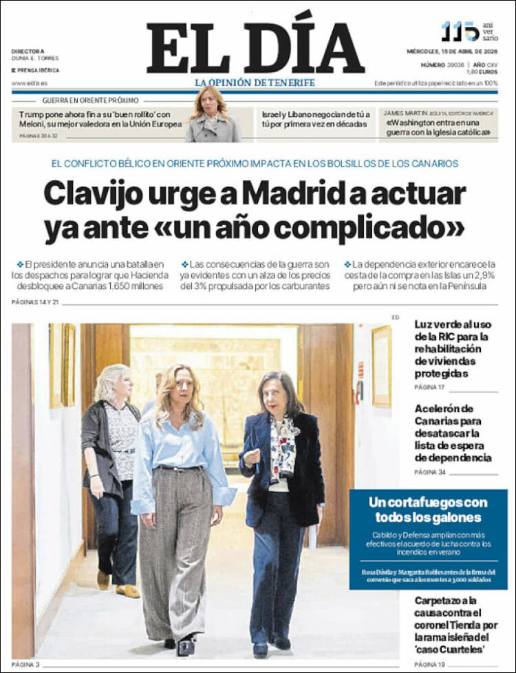 Portada de El Día (Espa&ntilde;a)