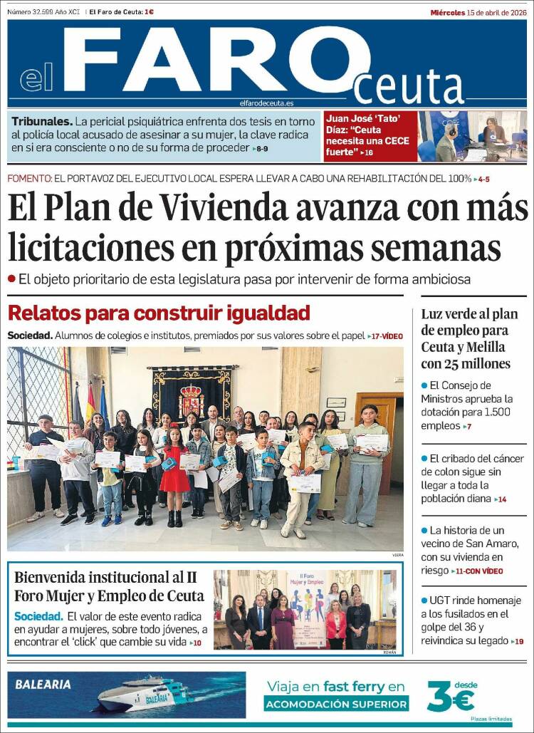 Portada de El Faro de Ceuta (Espa&ntilde;a)