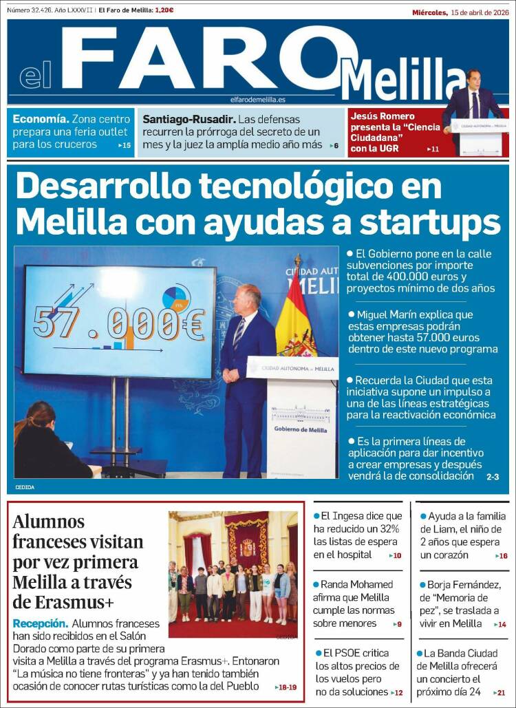 Portada de El Faro de Melilla (Espa&ntilde;a)