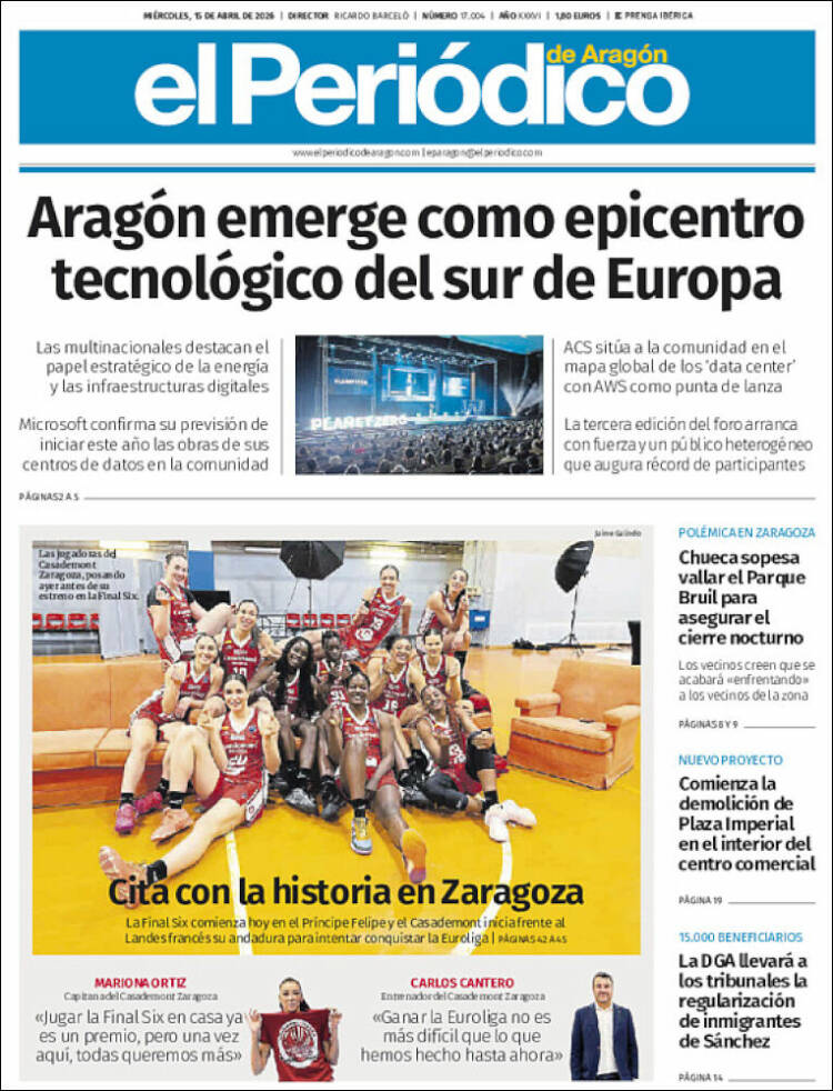 Portada de El Periódico de Aragón (Espa&ntilde;a)
