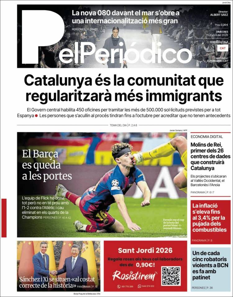 Portada de El Periódico de Catalunya (Espa&ntilde;a)