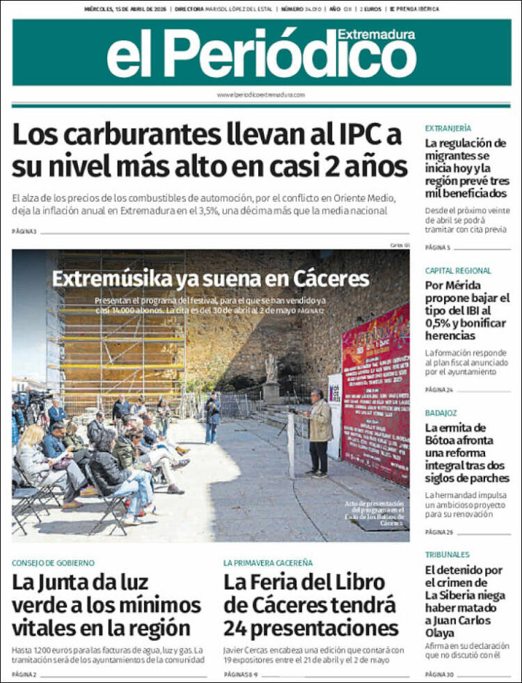 Portada de El Periódico de Extremadura (Espa&ntilde;a)