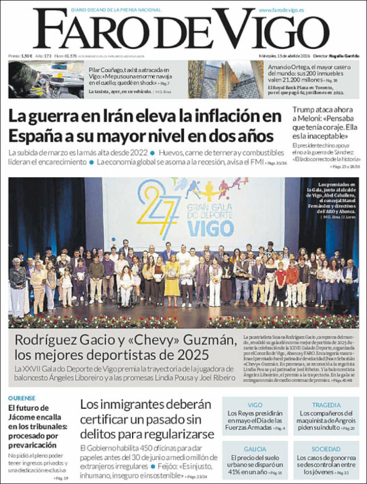 Portada de Faro de Vigo (Espa&ntilde;a)