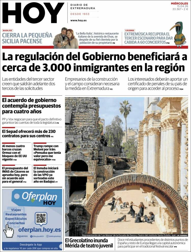 Portada de Hoy - Caceres (Espa&ntilde;a)