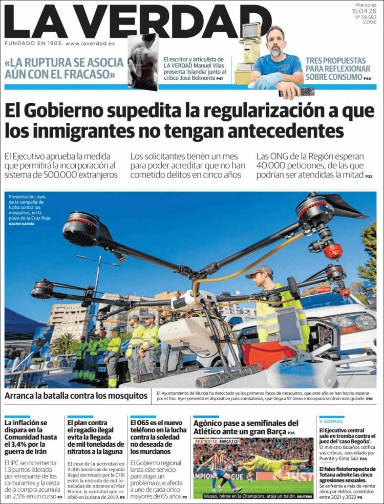 Portada de La Verdad de Murcia (Espa&ntilde;a)