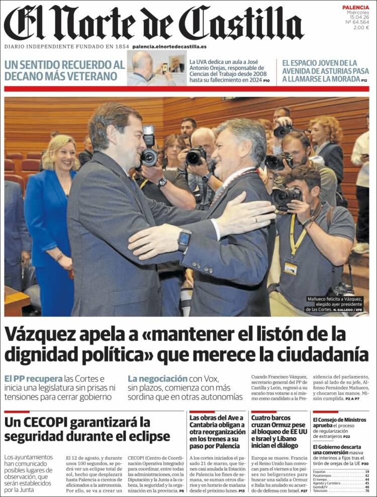 Portada de Norte de Castilla - Palencia (Espa&ntilde;a)