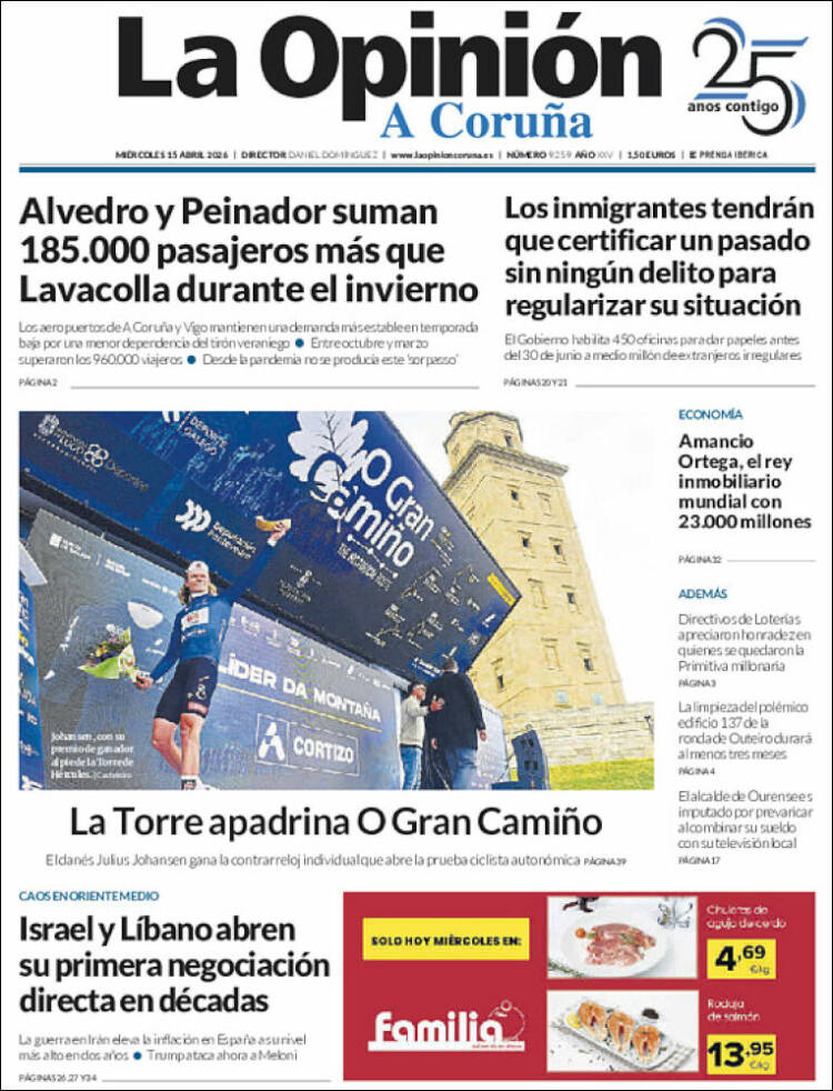 Portada de La Opinión de A Coruña (Espa&ntilde;a)